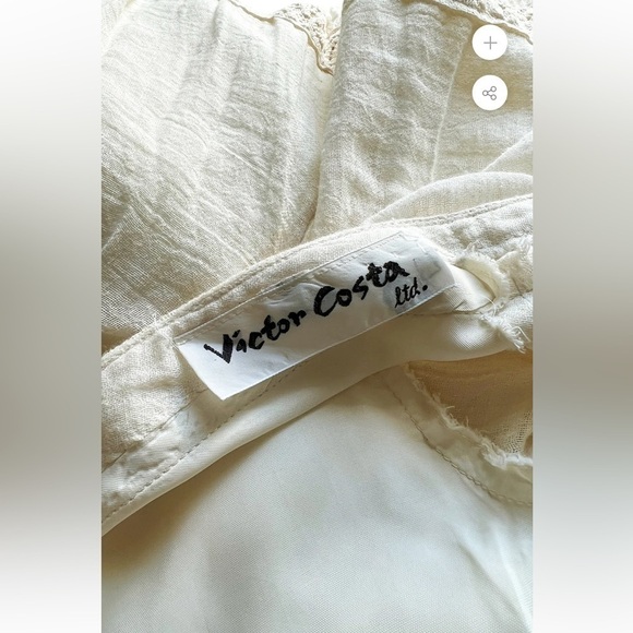 Victor Costa Mexican Wedding Dress Ivory Cotton Gauze & Lace Dress Romantic 1970 - Picture 13 of 16